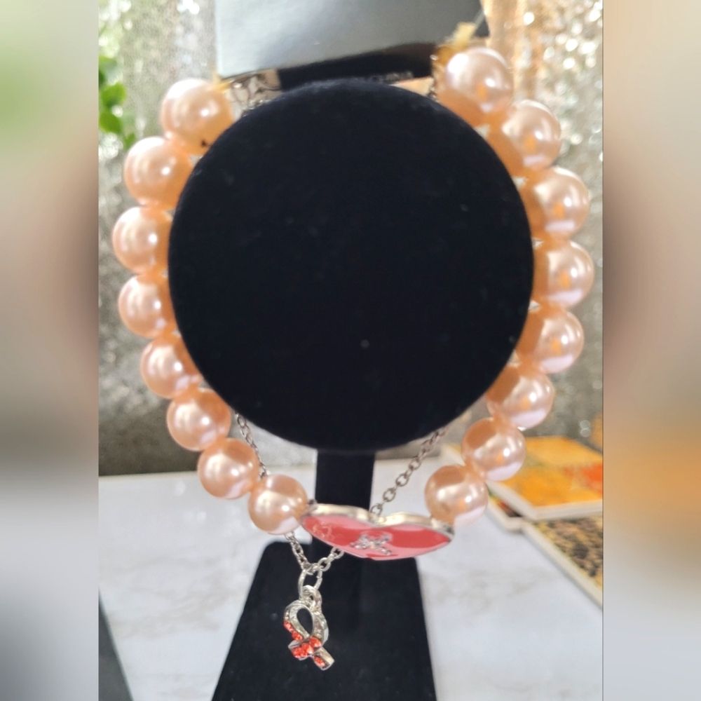 Pearl & Charm For The Cure Double Bracelet